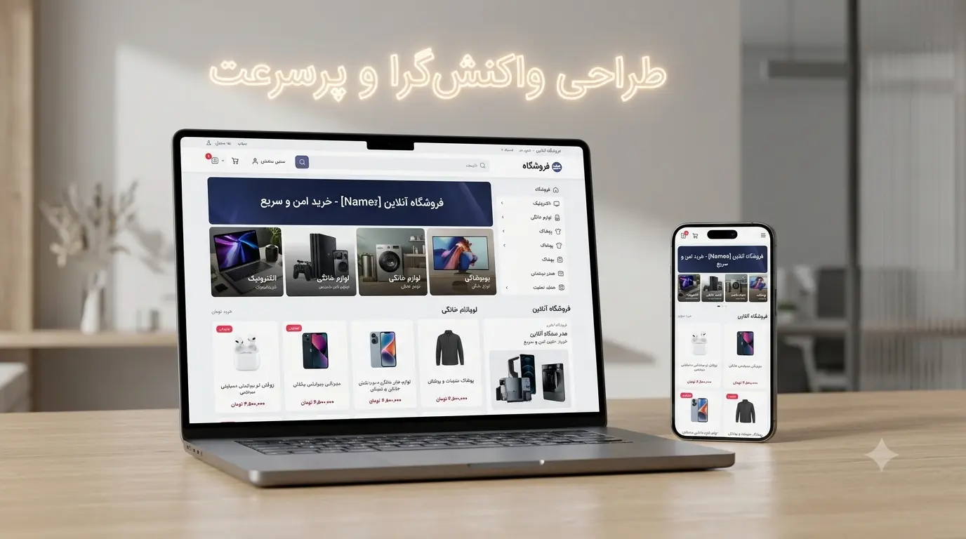 نمونه طراحی سایت واکنشگرا و پرسرعت در لپتاپ و گوشی موبایل